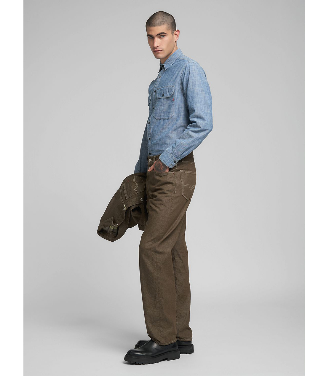 9ZERO1 11.5オンス リサイクルピュアコットンデニム （セットアップデニム） 詳細画像 カーキ 4